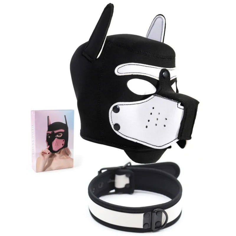 Puppy Cosplay Sex Toys Bdsm Bondage Hood Dog Mask with Collar  Men Women Fetish Adults Games Flirt Erotic Products Sexy Shop