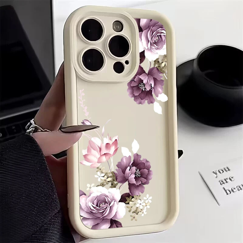 PC Purple Flower Soft Case For Xiaomi Mi 14 13 13T 12 11 Lite 5G Mi 12T 11T Pro Cases For Poco M6 F5 X6 X5 X3 Pro Shockproof Cover