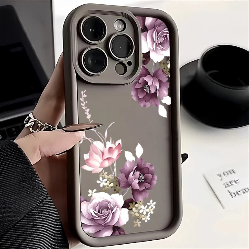 PC Purple Flower Soft Case For Xiaomi Mi 14 13 13T 12 11 Lite 5G Mi 12T 11T Pro Cases For Poco M6 F5 X6 X5 X3 Pro Shockproof Cover