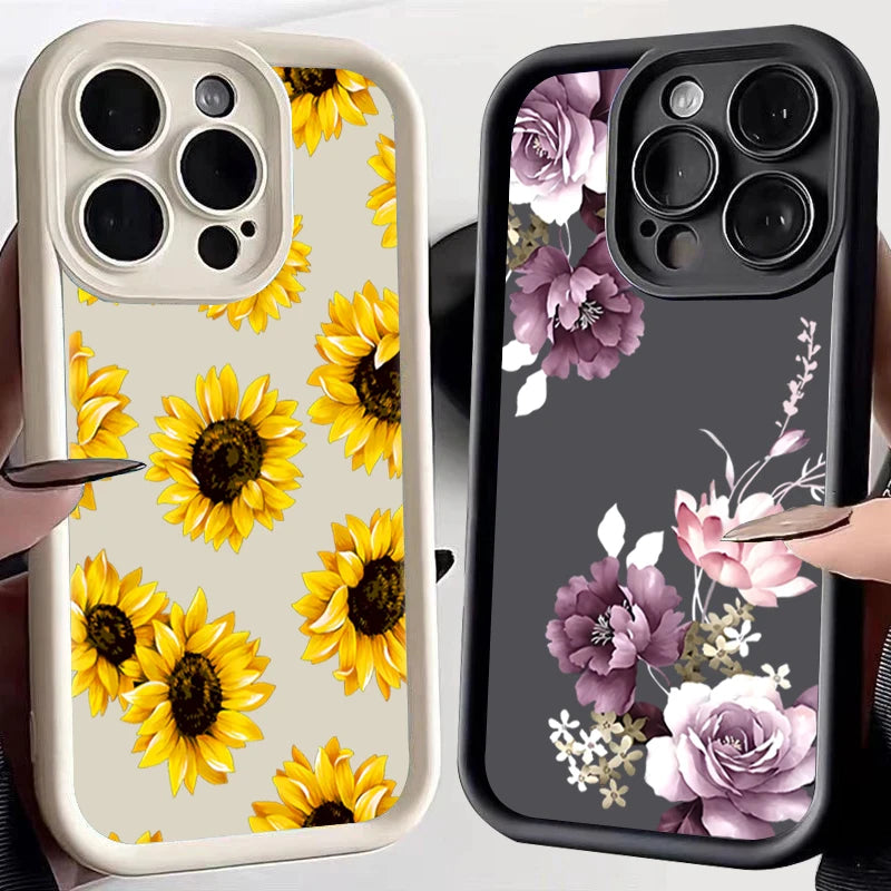 PC Purple Flower Soft Case For Xiaomi Mi 14 13 13T 12 11 Lite 5G Mi 12T 11T Pro Cases For Poco M6 F5 X6 X5 X3 Pro Shockproof Cover