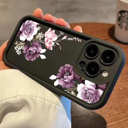 PC Purple Flower Soft Case For Xiaomi Mi 14 13 13T 12 11 Lite 5G Mi 12T 11T Pro Cases For Poco M6 F5 X6 X5 X3 Pro Shockproof Cover