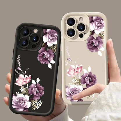 PC Purple Flower Soft Case For Xiaomi Mi 14 13 13T 12 11 Lite 5G Mi 12T 11T Pro Cases For Poco M6 F5 X6 X5 X3 Pro Shockproof Cover