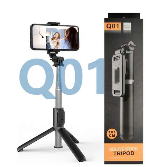 PCQ01 Selfie Stick Bluetooth 5.0 Extendable Desktop Tripod Phone Holder Wit