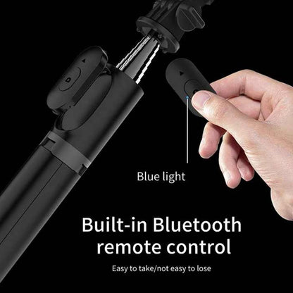 Perche à selfie PCQ01 Bluetooth 5.0 extensible pour bureau, trépied, support de téléphone, blanc