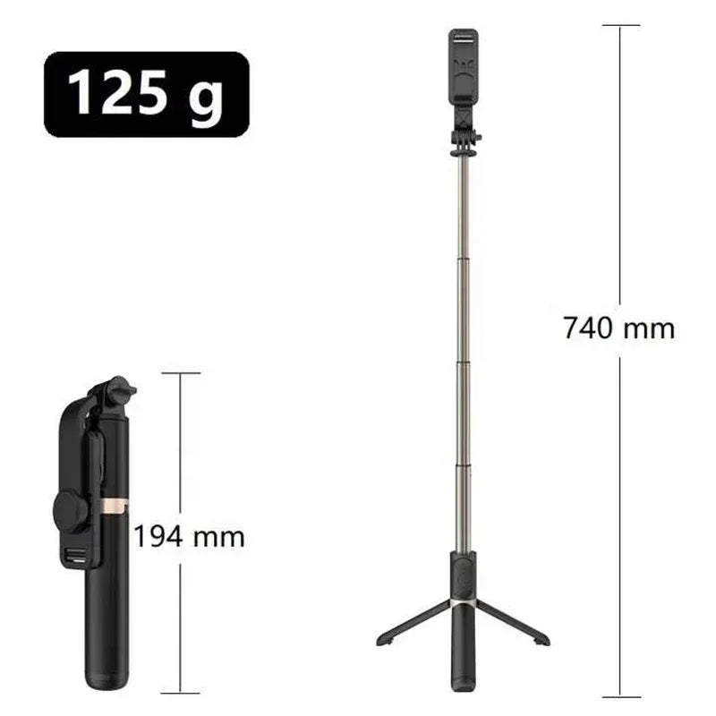 PCQ03 Aluminum Alloy Bluetooth Tripod Selfie Stick Foldable Mini Stabilizer