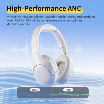 PCQCY H3 Lite ANC Wireless Headphones Bluetooth 5.3 Active Noise Cancelling