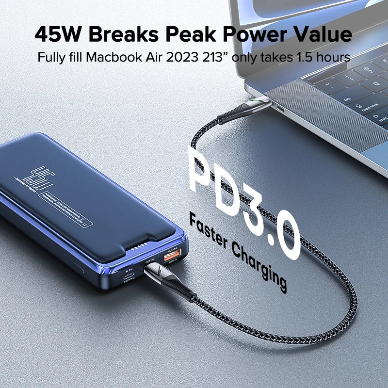 PC QOOVI 20000mAh Power Bank External Battery Capacity PD 45W Fast Charging Portable Charger Powerbank For Laptop iPhone Samsung