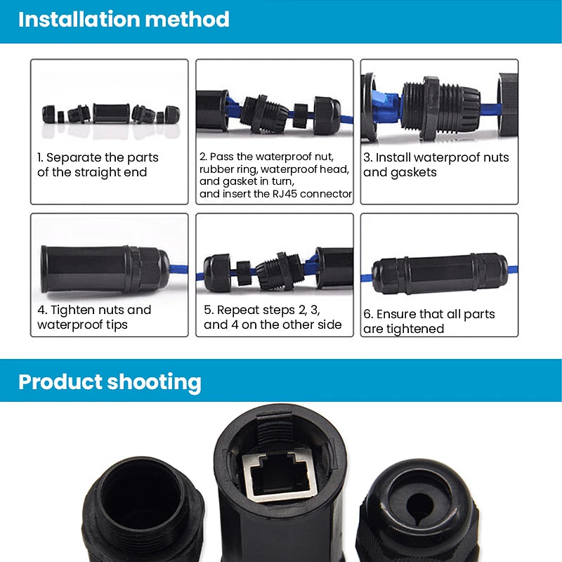 PCRJ45 waterproof Connector IP67 Ethernet Network Cable Connector Double He