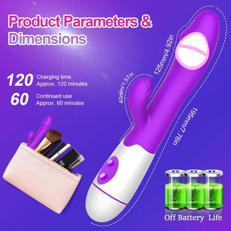 GtoozaRabbit Thrusting  Female G Spot  Vagin Stimulator  AV Magic Wand Dual Vibrating Massager Sex Toys  Adult gtooza.com