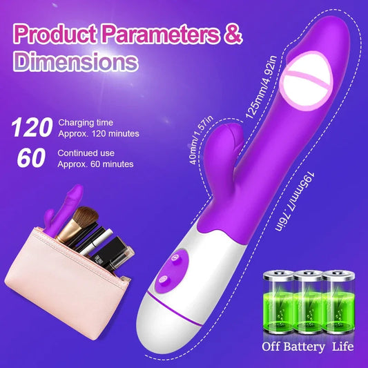 Gtooza_Rabbit Thrusting  Female G Spot  Vagin Stimulator  AV Magic Wand Dual Vibrating Massager Sex Toys  Adult gtooza.com