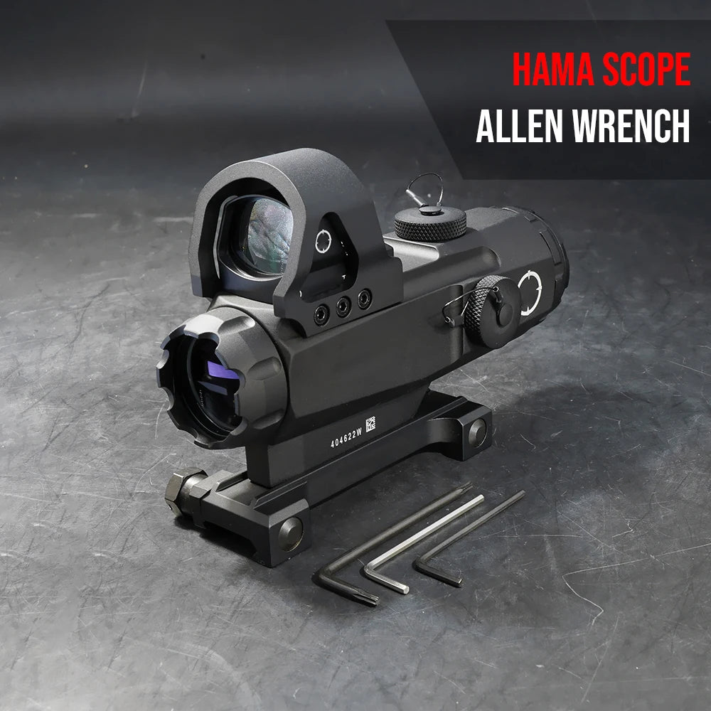 Real Steel HAMR Scope 4x24 mm 4x Rifle Scope with 1x Red Dot Sight For Hunting Tactical Airsoft