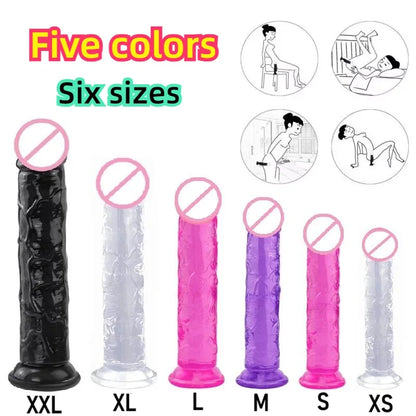 Realistic Dildo G-Spot Vagina Anal Sex Toys with Suction Cup Penis 6 Sizes Jelly Dildos Female Masturbator Sex Toy  Women 18+