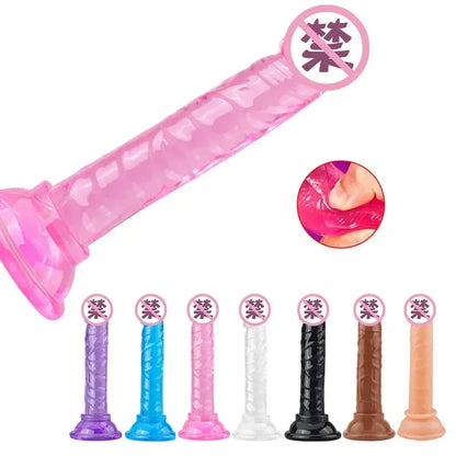 Realistic Mini Jelly  Silicone Penis with Suction Cup G Spot  Anal Sex Toys  Women Female Masturbation gtooza.com