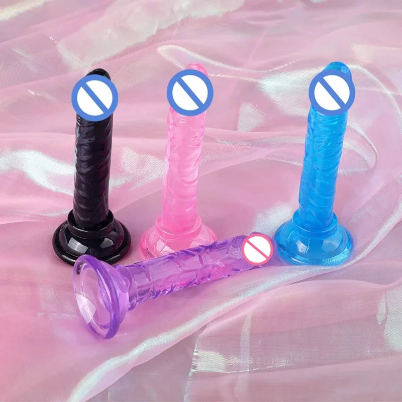 Realistic Mini Jelly  Silicone Penis with Suction Cup G Spot  Anal Sex Toys  Women Female Masturbation gtooza.com