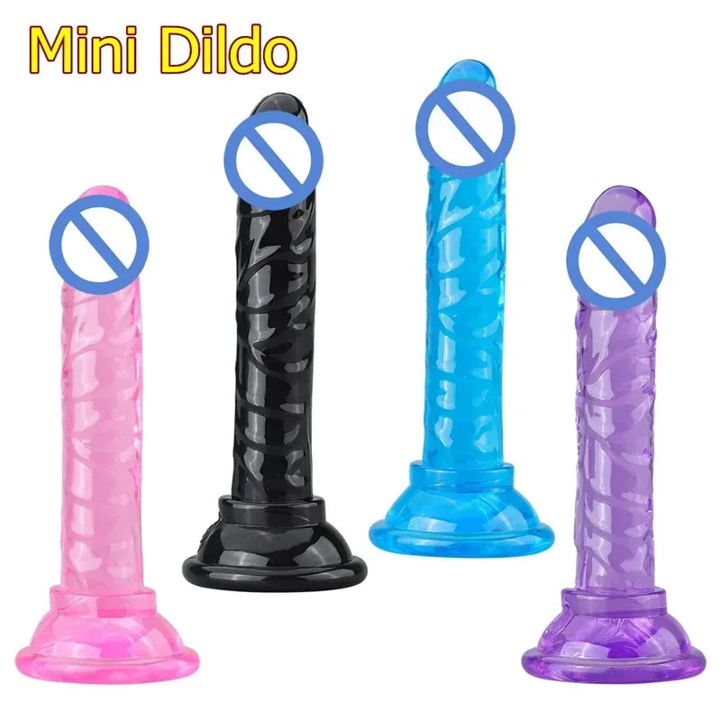 Realistic Mini Jelly  Silicone Penis with Suction Cup G Spot  Anal Sex Toys  Women Female Masturbation gtooza.com