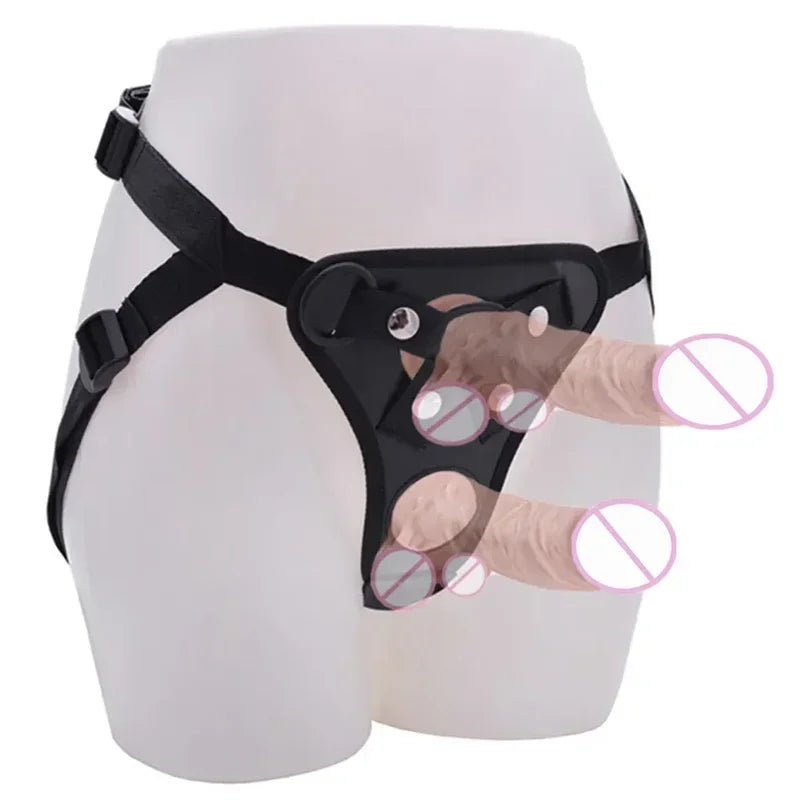 Realistic  Pants  Men Double s with Rings Man Strapon Harness Belt Adult Games Sex Toys Strap gtooza.com