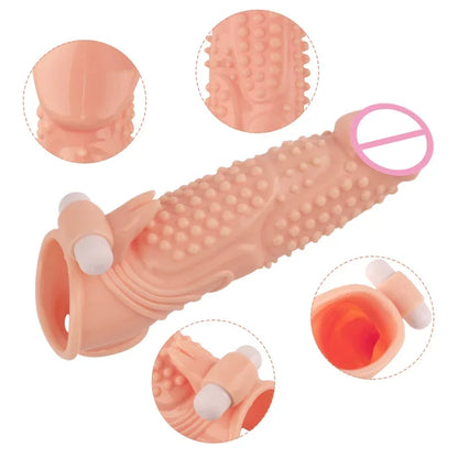 Realistic Penis Extender  Ring Cock Sleeve  Enlargement Delay Ejaculation Reusable Condom Men Sex Toys