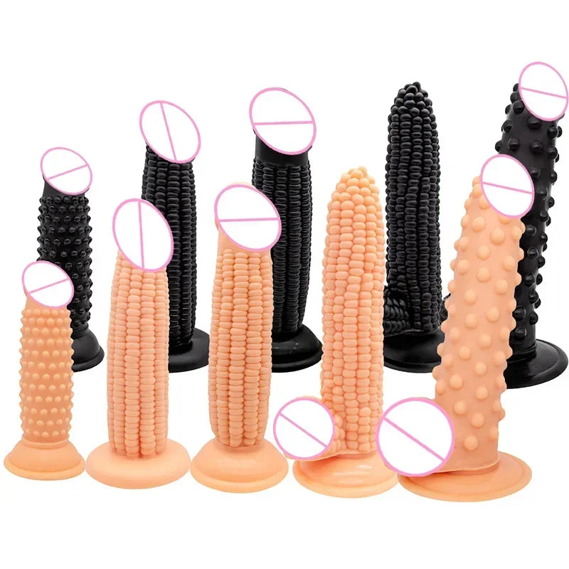 Realistic  Powerful Suction Cup Big Penis Fake  Corn Large Particles G-spot Vagina Massage Sex Toys  Women gtooza.com