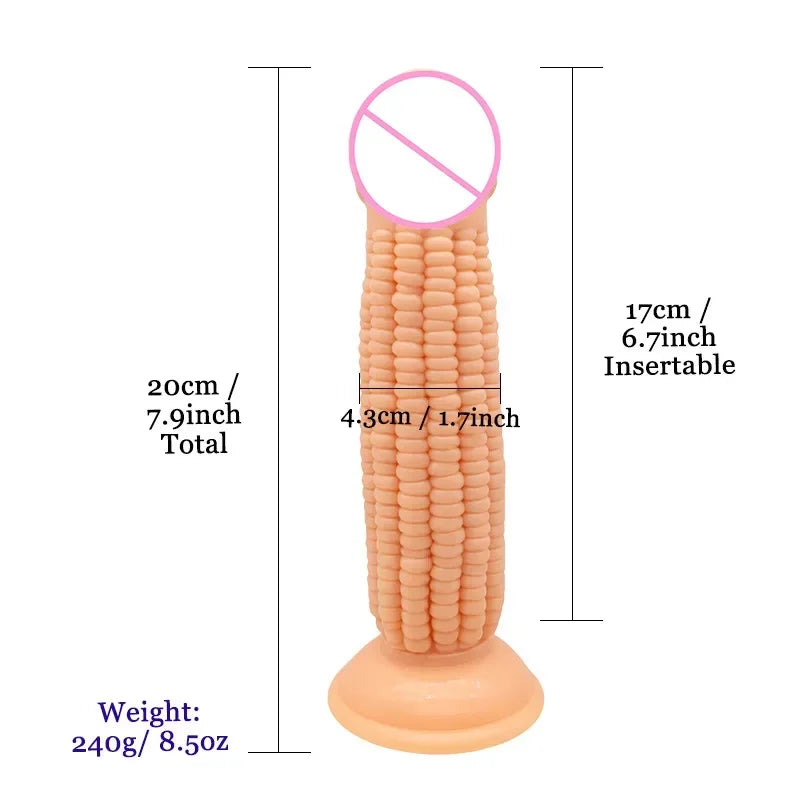 Realistic  Powerful Suction Cup Big Penis Fake  Corn Large Particles G-spot Vagina Massage Sex Toys  Women gtooza.com