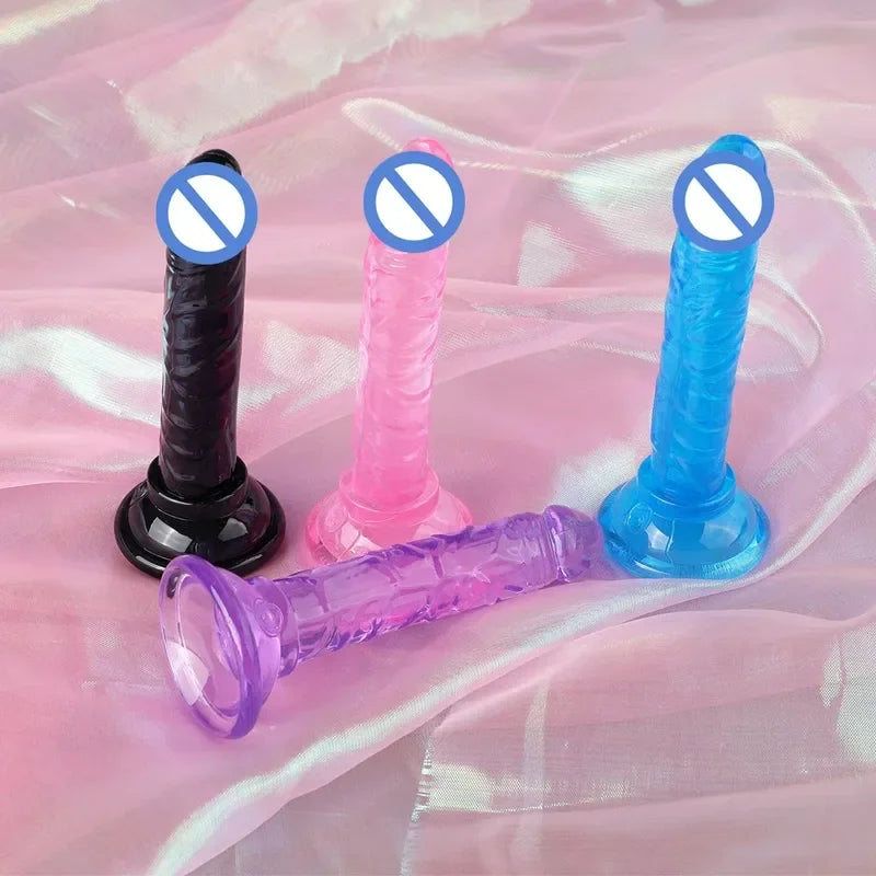 Realistic mini jelly dildo silicone penis with suction cup G spot butt plug anal sex toys  women Female Masturbation gtooza.com