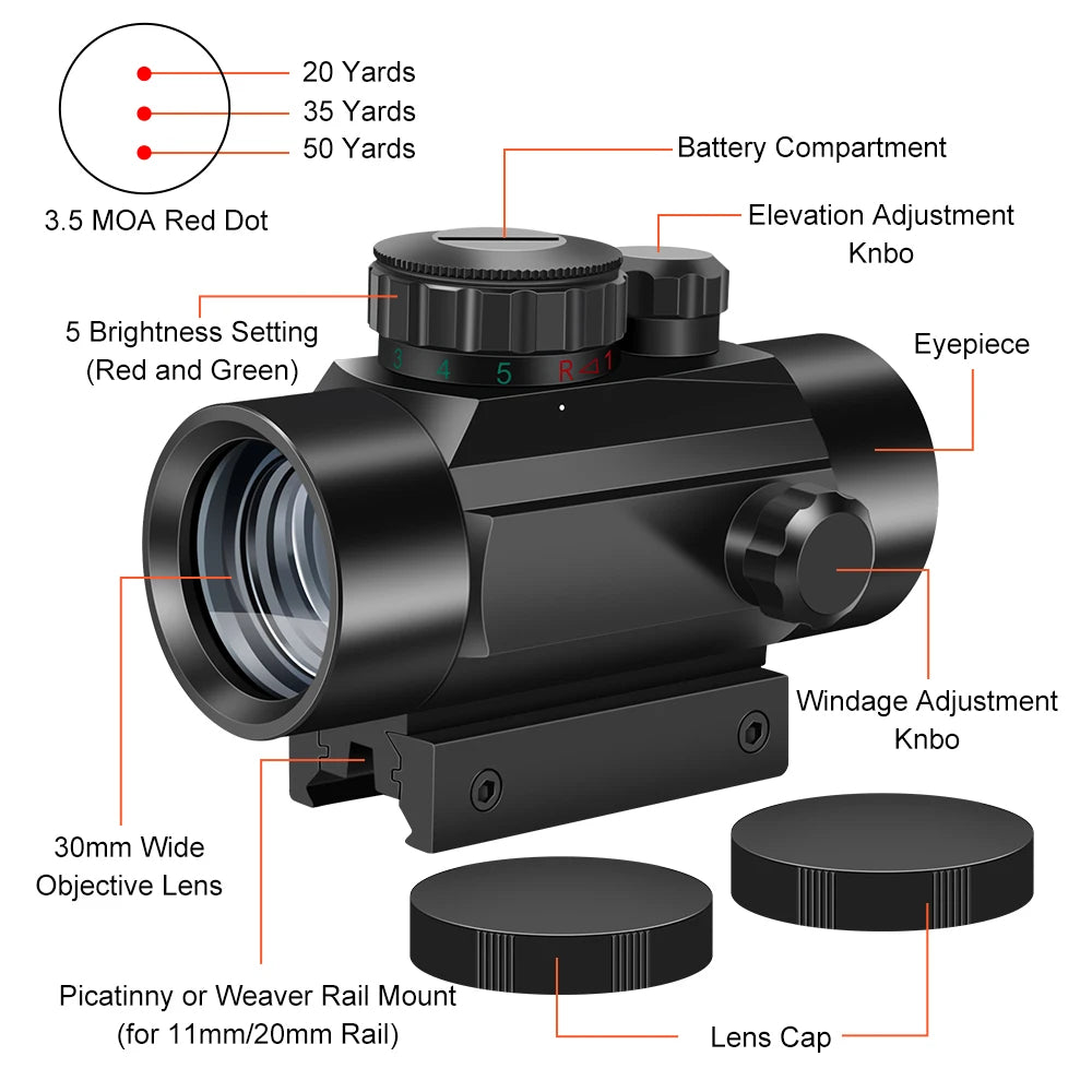 Red Green Dot Sight Riflescope 3-point Crossbow Sight Hunting Optics Reflex Sight Rifle Shotgun Compound Bow Scope