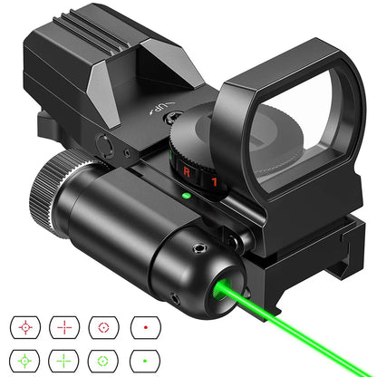 Reflex Sight Green Red Dot Sight with Laser Collimator 4 Reticles Hunting Optics Riflescope  20mm Rail Pistol Rifle Scope