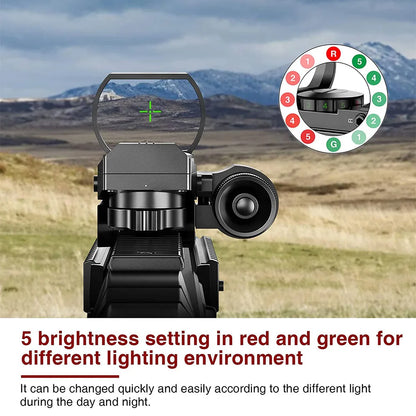 Reflex Sight Green Red Dot Sight with Laser Collimator 4 Reticles Hunting Optics Riflescope  20mm Rail Pistol Rifle Scope