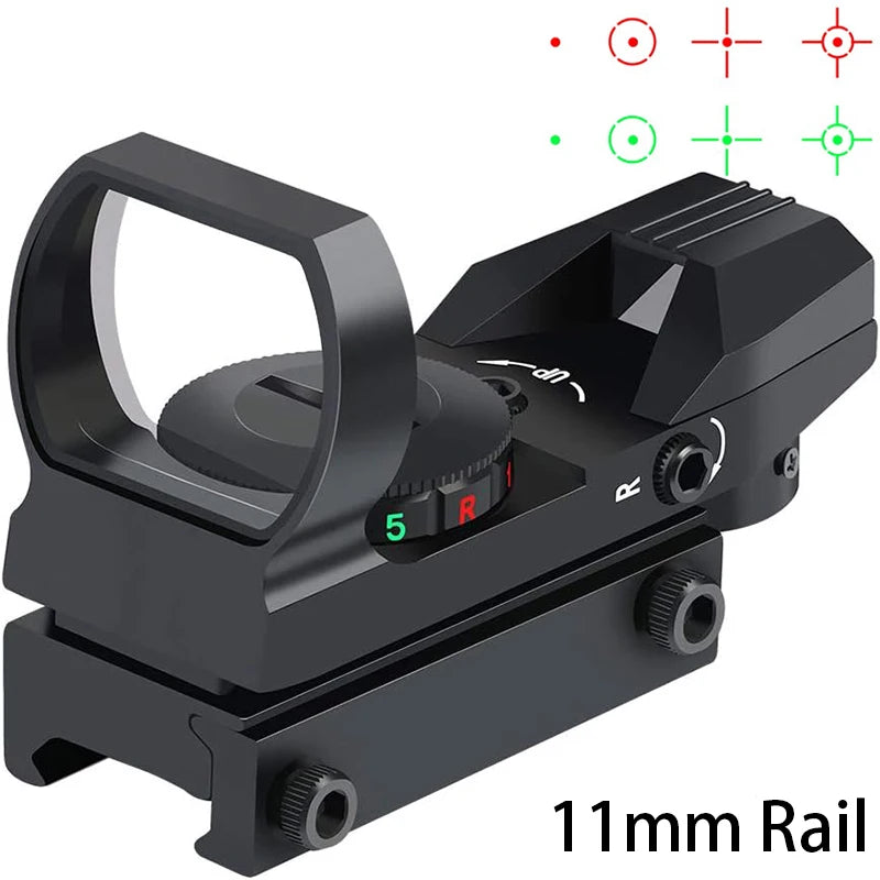 Reflex Sight Green Red Dot Sight with Laser Collimator 4 Reticles Hunting Optics Riflescope  20mm Rail Pistol Rifle Scope