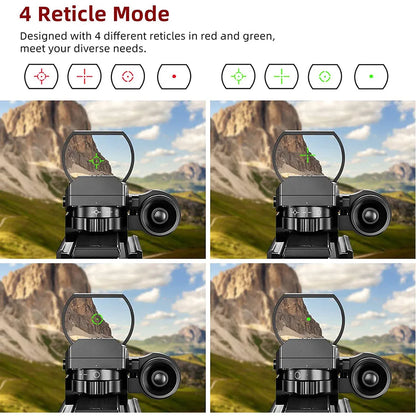 Reflex Sight Green Red Dot Sight with Laser Collimator 4 Reticles Hunting Optics Riflescope  20mm Rail Pistol Rifle Scope