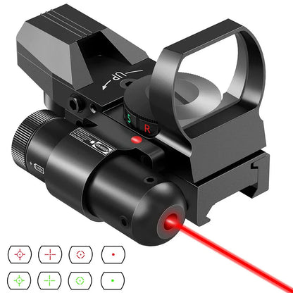 Reflex Sight Green Red Dot Sight with Laser Collimator 4 Reticles Hunting Optics Riflescope  20mm Rail Pistol Rifle Scope