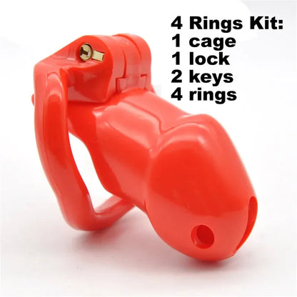 Resin Male Device with 4 Size Rings,Cock Cage,Cockring,Chastity Belt,Penis Lock,Adult Games Sex Toys  Men