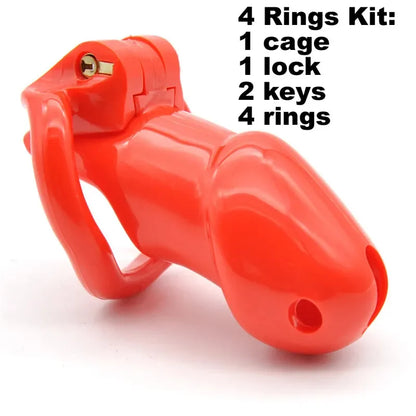 Resin Male Device with 4 Size Rings,Cock Cage,Cockring,Chastity Belt,Penis Lock,Adult Games Sex Toys  Men