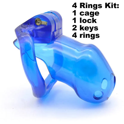 Resin Male Device with 4 Size Rings,Cock Cage,Cockring,Chastity Belt,Penis Lock,Adult Games Sex Toys  Men