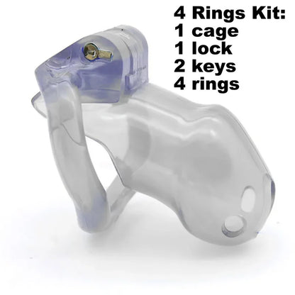 Resin Male Device with 4 Size Rings,Cock Cage,Cockring,Chastity Belt,Penis Lock,Adult Games Sex Toys  Men