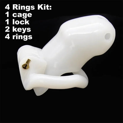 Resin Male Device with 4 Size Rings,Cock Cage,Cockring,Chastity Belt,Penis Lock,Adult Games Sex Toys  Men