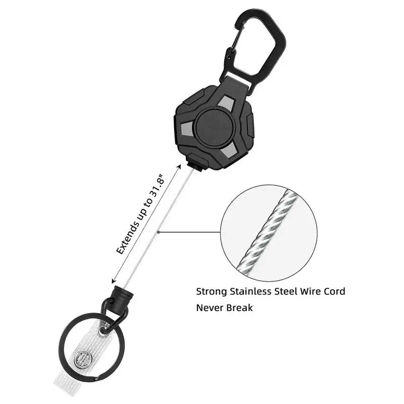 PC Retractable Keychain Lanyard Heavy Duty Belt Clip Anti Theft Key Chain S