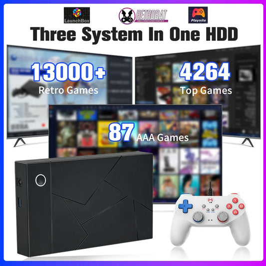 Retro Gaming HDD Retrobat＆Playnite＆Launchbox OS  PS4/PS3/PS2/PS1/SWITCH/N64/DC/WIIU 39 Emulators  Windows with 17000+Games