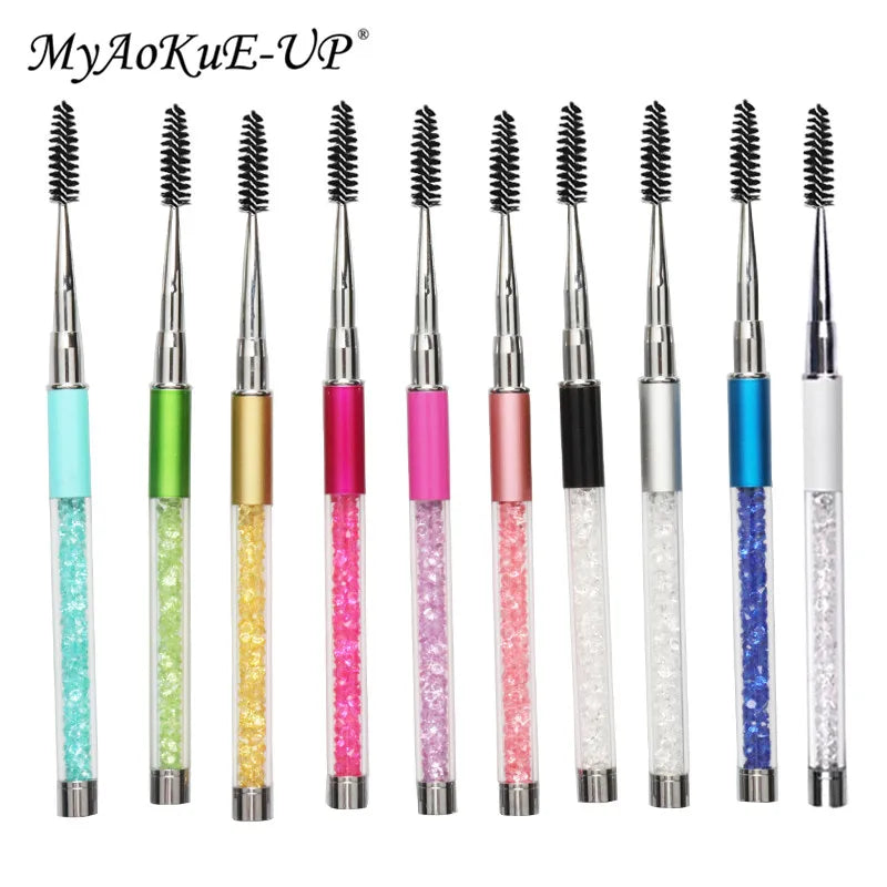 Rhinestone Lash Brush Reusable Eyelash Brushes Mascara Wand Applicator Eyelash Extension Makeup Tool