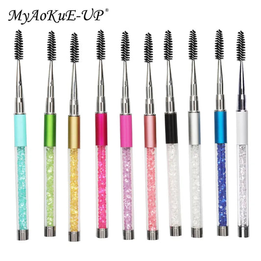 Rhinestone Lash Brush Reusable Eyelash Brushes Mascara Wand Applicator Eyelash Extension Makeup Tool