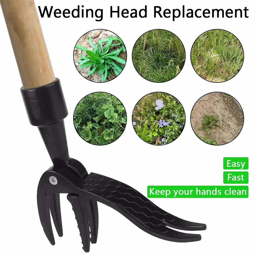 Root Remover Stand Up Weeding Tool Gardening Weeding Head Replacement Digging Weeder Claw Foot Pedal Weed Puller Black Weeders