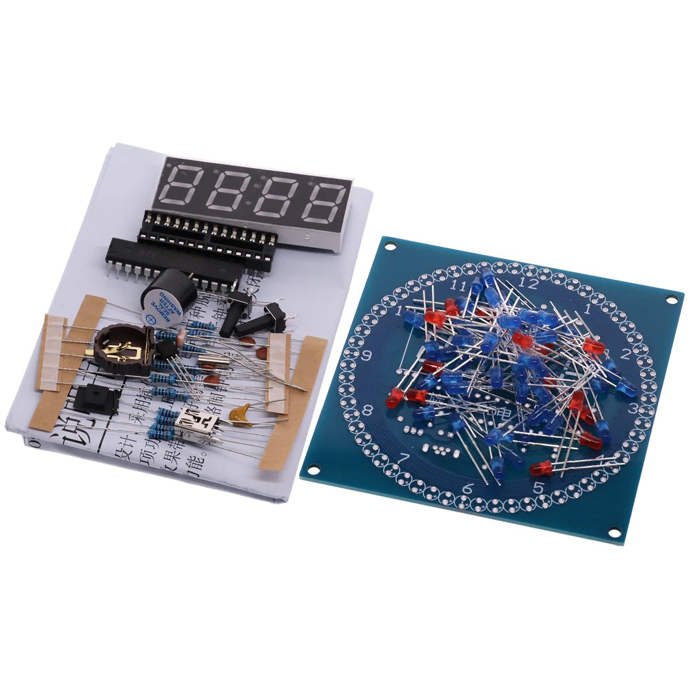 Rotating LED Display Alarm Electronic Clock Module Water Lamp DIY Kit Light Control Temperature DS1302 C8051 MCU STC15W408AS