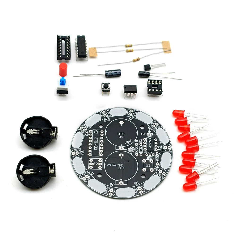 Round Electronic Lucky Rotary Suite CD4017 NE555 Self DIY LED Light Kit Production Parts and Components 6V