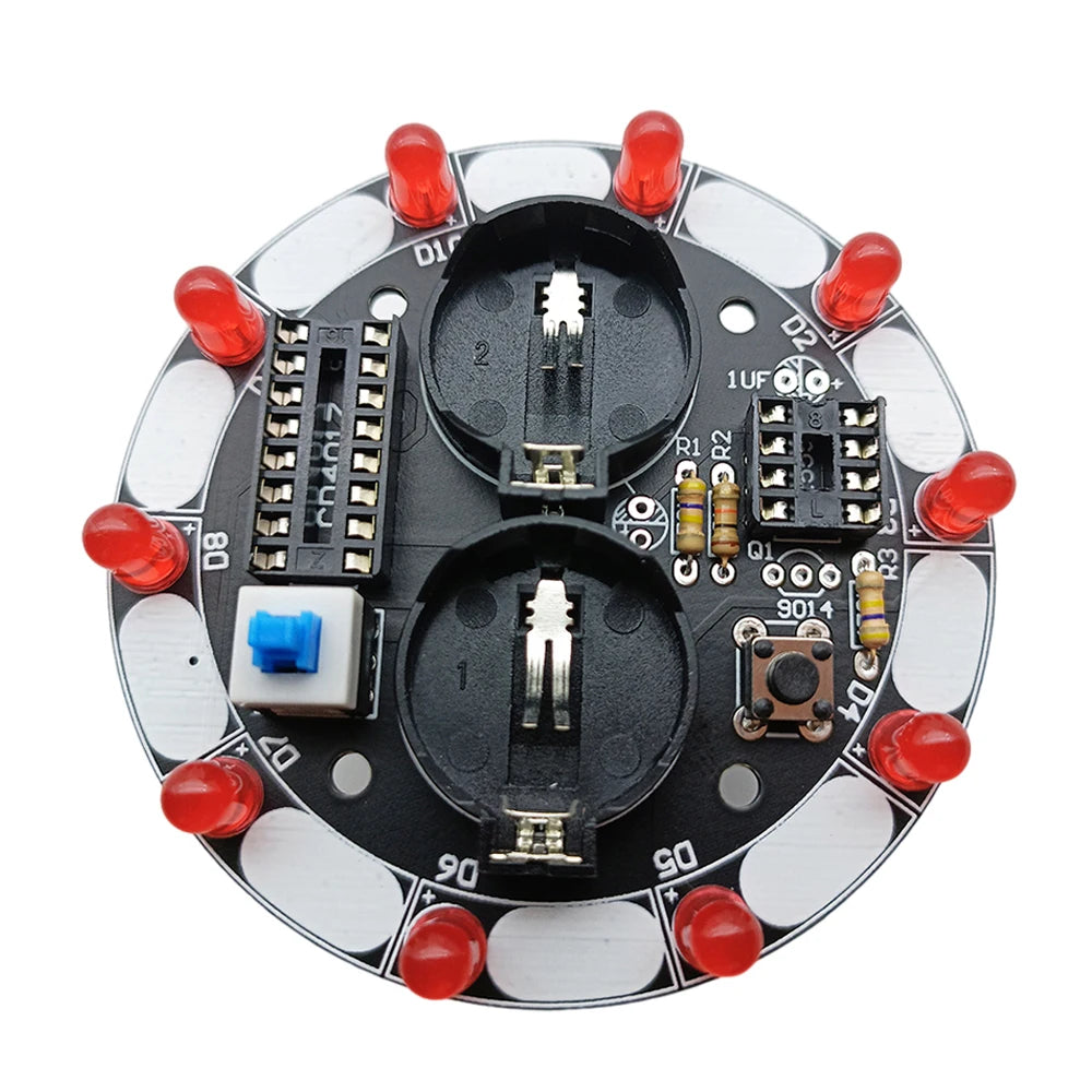 Round Electronic Lucky Rotary Suite CD4017 NE555 Self DIY LED Light Kit Production Parts and Components 6V