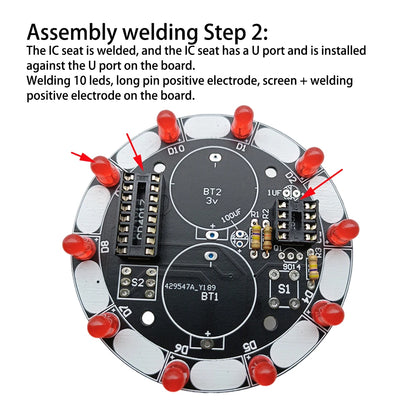 Round Electronic Lucky Rotary Suite CD4017 NE555 Self DIY LED Light Kit Production Parts and Components 6V