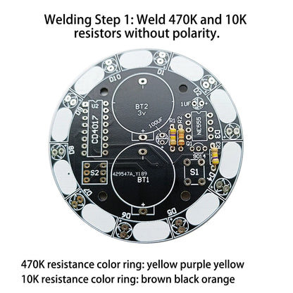 Round Electronic Lucky Rotary Suite CD4017 NE555 Self DIY LED Light Kit Production Parts and Components 6V