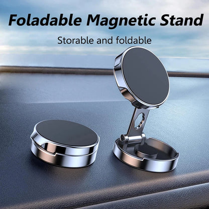 PC Round Folding Magnetic Car Holder 360 Degree Rotatable Mobile Phone Bracket Mount Strong Magnet Support For iPhone Samsung Stand