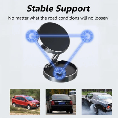 PC Round Folding Magnetic Car Holder 360 Degree Rotatable Mobile Phone Bracket Mount Strong Magnet Support For iPhone Samsung Stand