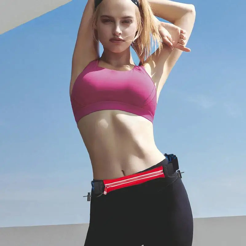 PC Running Waist Bag Non-Slip Running Waist Bag Adjustable Bib Belt Women M