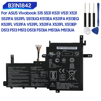 PC New Replacement Battery B31N1842 For ASUS Vivobook S15 S531 K531 V531 X531 S531FA S531FL S513UQ K513EA K531FA K513EQ K531FL D513