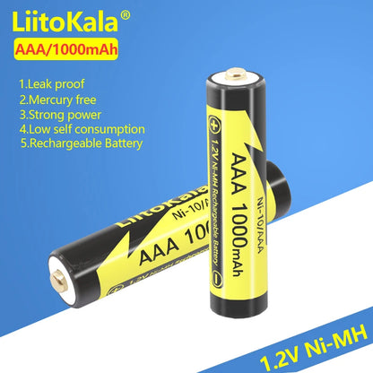 PC 1-15PCS LiitoKala Ni-10/AAA 1.2V 1000mAh Ni-MH Rechargeable Battery For Camera Flashlight Toys Shaver Pre-charged NI-MH Batery